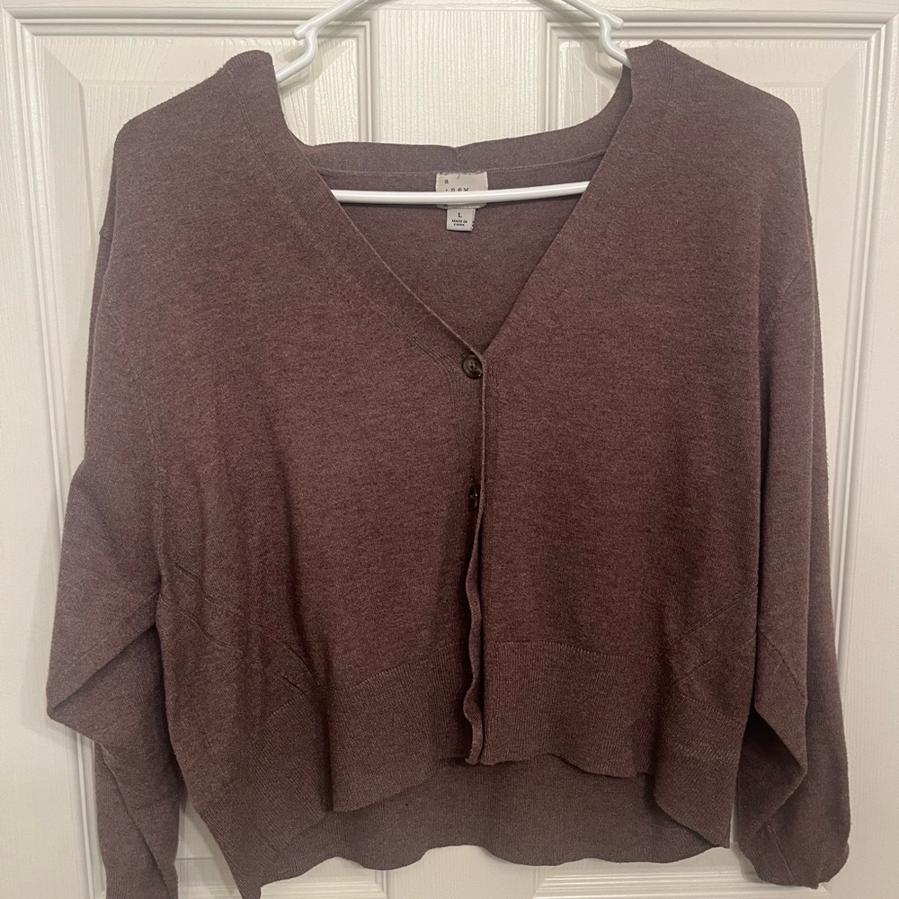 A New Day Women's Brown/Purpleish Cardigan Sweater